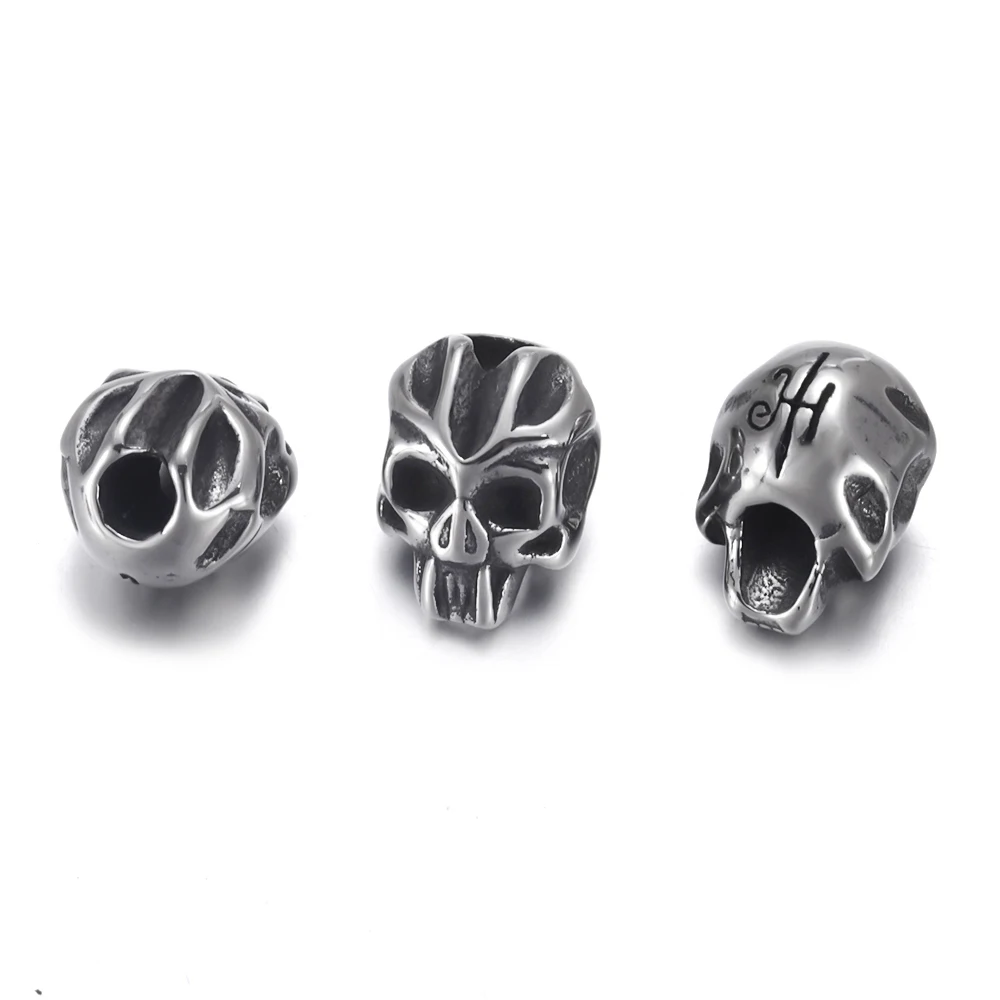 1 Stück/Los Edelstahl kleines Loch Totenkopf Perlen Spacer String Charms für Perlenarmbänder DIY Schmuckherstellung Zubehör – Detail 6