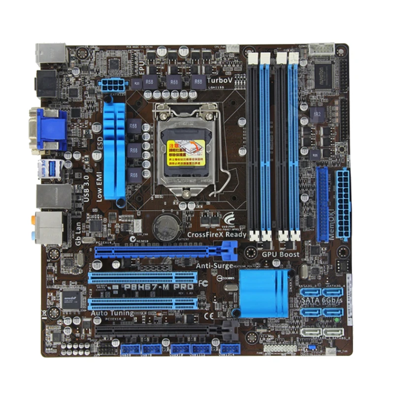

For ASUS P8H67-M PRO Desktop motherboard H67 chipset LGA 1155 uATX DDR3 32GB SATA3.0 USB3.0 100% fully Tested