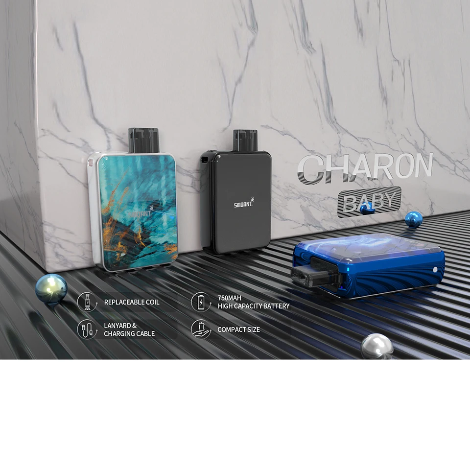 Smoant Charon Детский комплект 750 мАч Pod Vape 15 Вт 2 мл картридж 0.6ом сетка/1.2ом Ni80 катушка vs