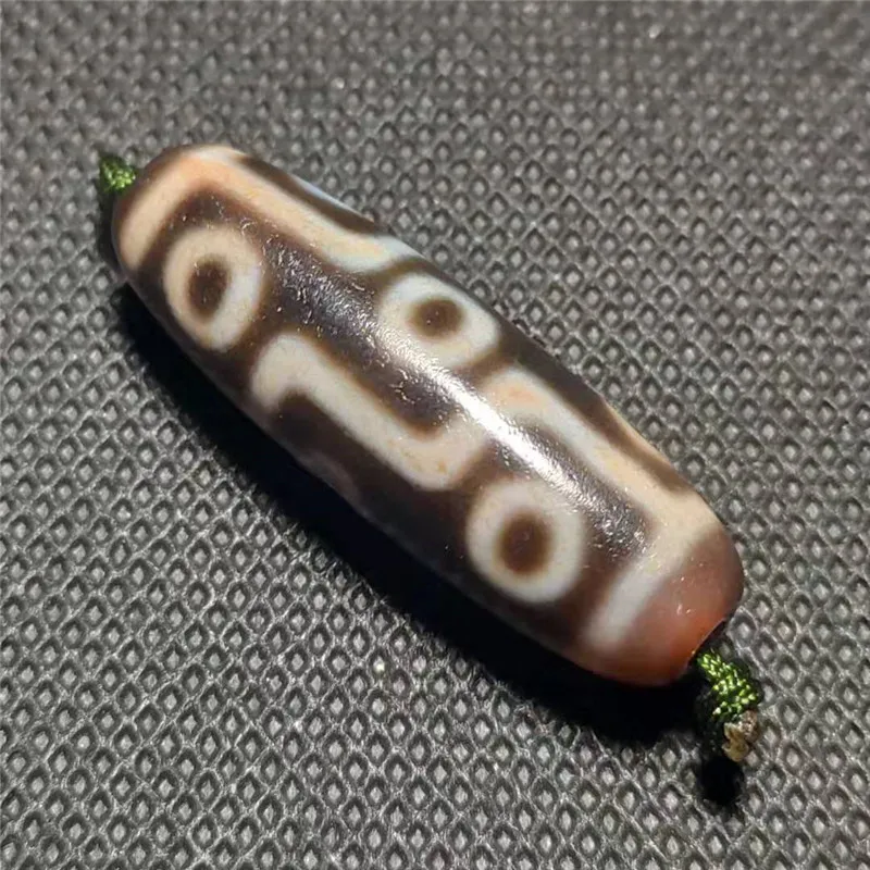 

191214-5 High Oily 9 Eyes Dzi Beads Natural Agate Material With Cinnabar dot Tibetan Amulet Collectible Fine Beads Free Shipping