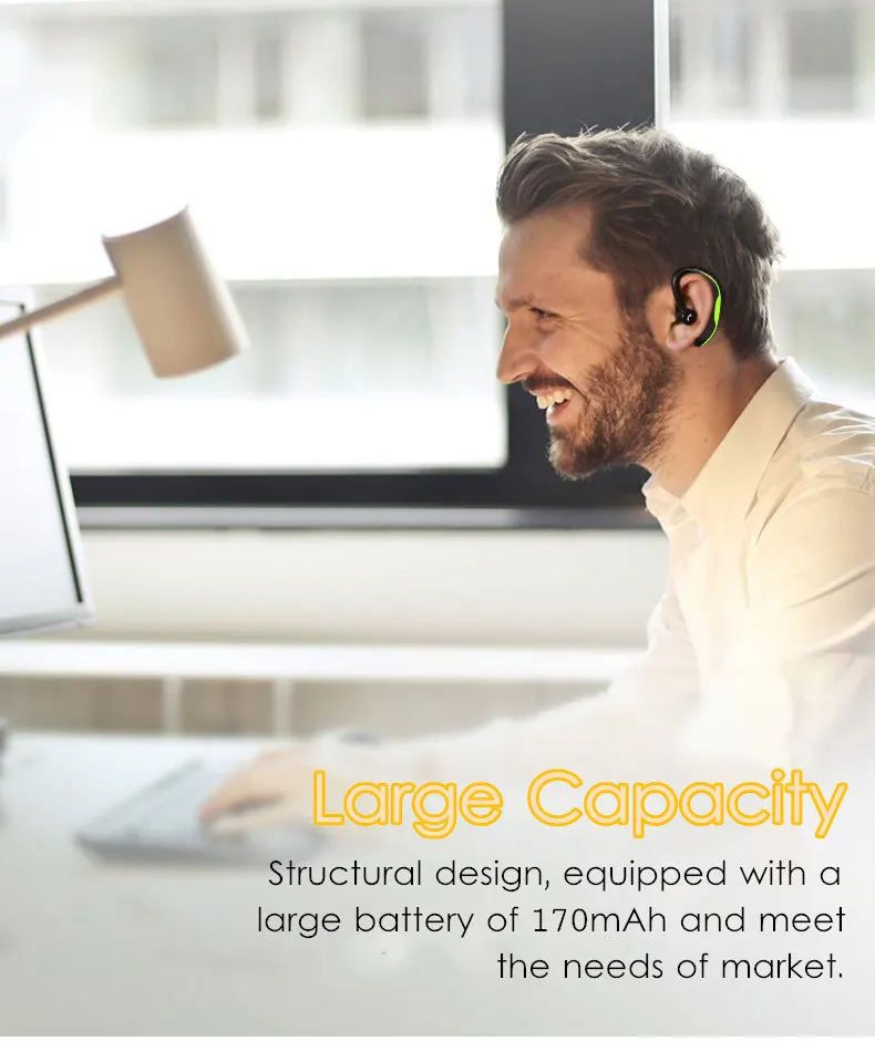 CLAITE F600 беспроводные bluetooth наушники Стерео шумоподавление Спортивная гарнитура громкой связи бизнес наушники с микрофоном