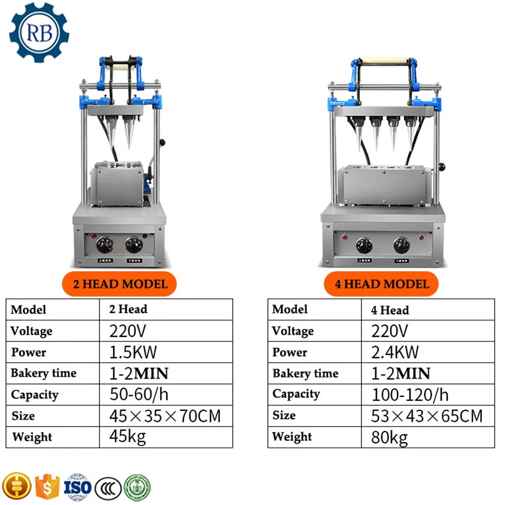 Машина для мороженого из нержавеющей стали, 4 головки, машина для крушения мороженого, конус для мороженого, яичный рулон, машина для конуса яиц