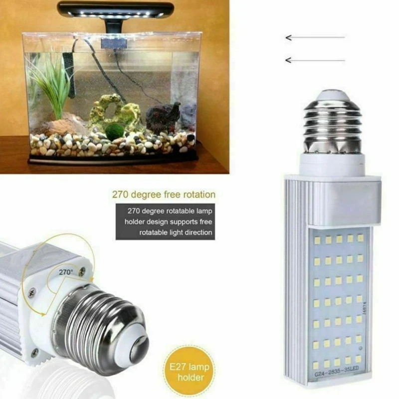 E27 G24 LED Lámpara Ahorro De Energía Para Peces Pod Acuarios Peces Tanque De Iluminación