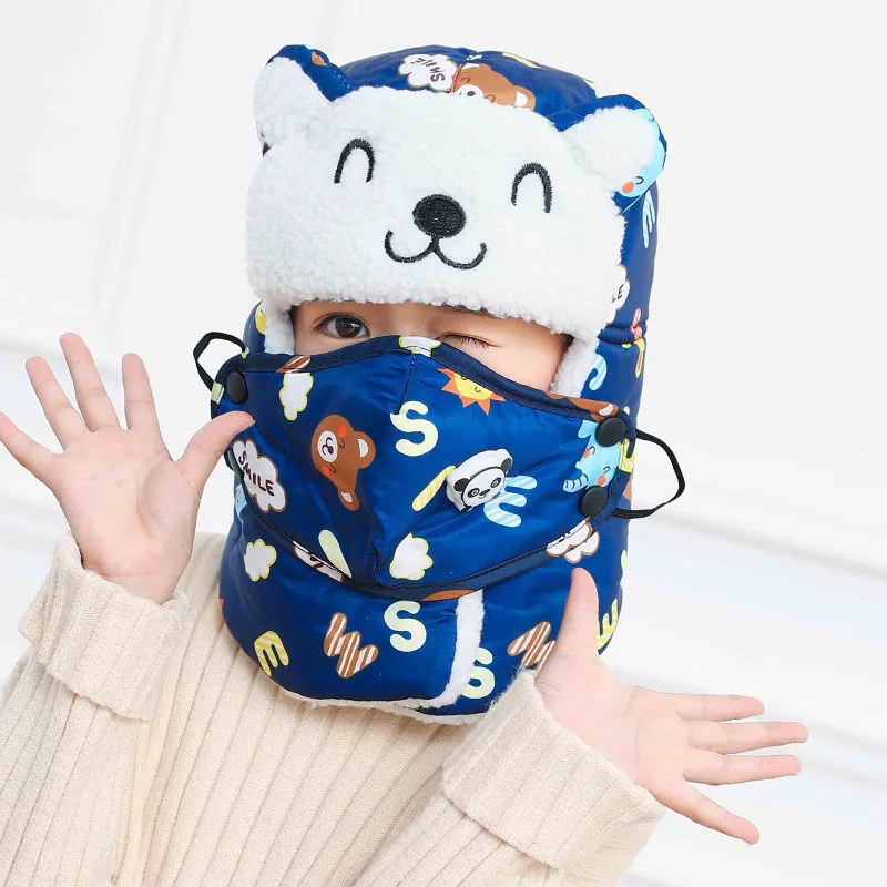 Детский пчелиный свитер, шапка, осенне-зимняя вязаная шапка, детский шарф, 2 комплекта, Детский плюшевый мультяшный кролик, lei feng, защита лица - Цвет: 36