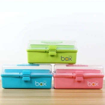 

Three-Tier Medicine Box For First Aid Kit Plastic Folding Chest Organizer For Makeup Stationery Storage Boxes