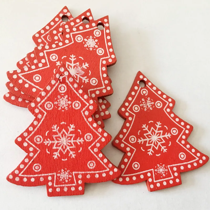 Christmas Tree Decorations 10Pcs Wood Xmas Ornament New Year Pendants Gifts Christmas Home Decor Navidad Natal Kerst Decoratie