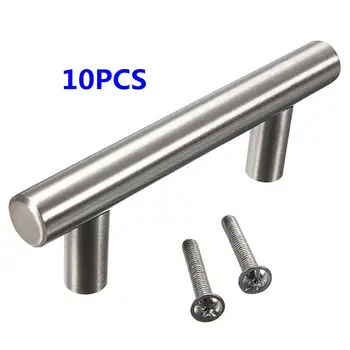 

10pcs 4 Inch Stainless Steel Cabinet Door Handle T Bar Handle Kitchen Door Cabinet Straight Handle Pull Knobs Furniture Hardware