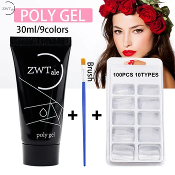 

PolyGel Set 30ml Quick Building UV Gel Varnish vernis semi permanant uv for manicure Poly Gel kit French Salon