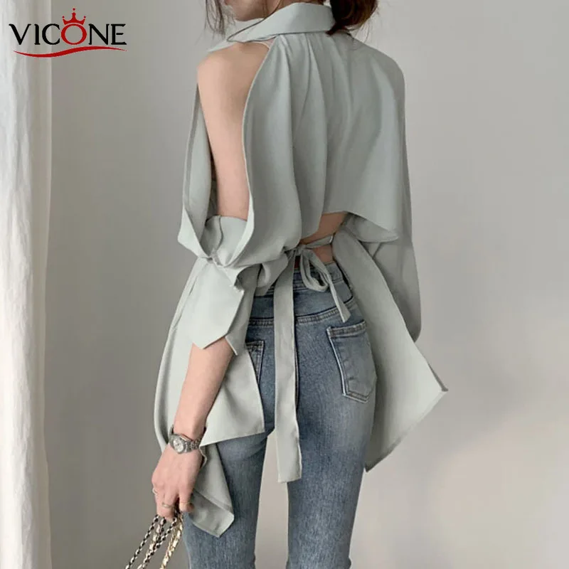 VICONE Women Blouse Tops New Lady Hollow Out Fashion Shirts Off Shoulder Spring Summer Clothes Vogue Shirt - 4.00067E+12