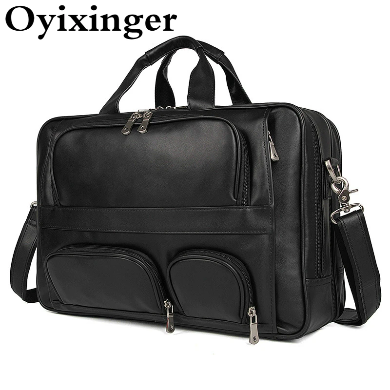 OYIXINGER Men Genuine Leather Laptop Bag Male Laptop Bags For 17