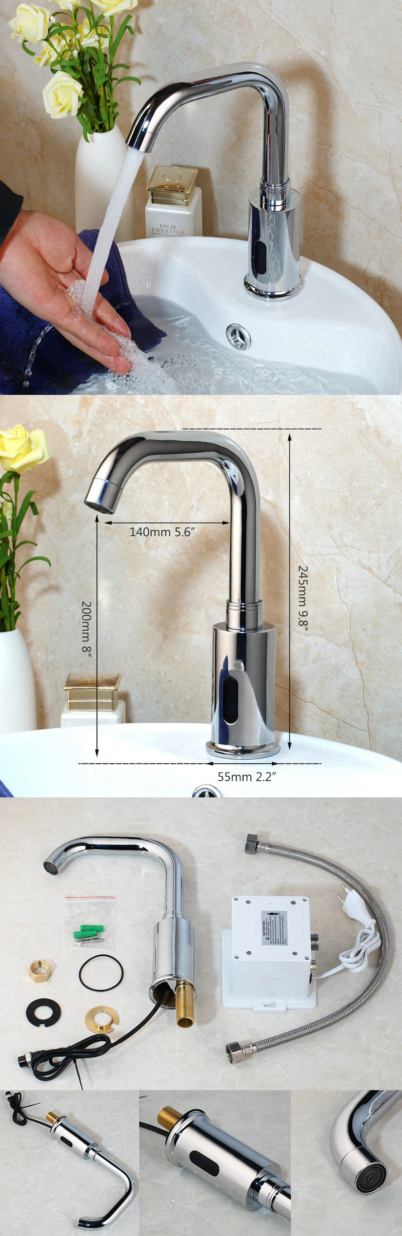 Смеситель для ванной комнаты индукционный современный grifo para lavabo датчик ЛАТУННЫЙ ХРОМИРОВАННЫЙ КРАН бортике смесители сопла холодной воды кран