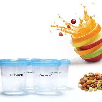 

4pcs/set 180ml Breast Milk Storage Cup Baby Food Fruit Juice Storage Bowl Feeding Candy Container