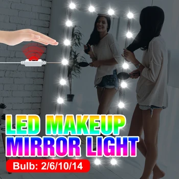 

LED 12V Dressing Table Lamp Bulb USB Hand Sweep Sensor Makeup Mirror Light LED Bulb Kit 2 6 10 14 Bulbs Bedroom Cosmetic Lamp