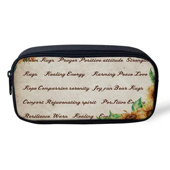

Casual Cosmetic Bag Sunflower Healing Text Warms Retro Makeup Travel Bag Zipper Pencil Case Office Student Stationery