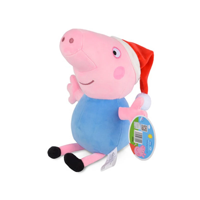 Christmas George 30 см оригинальные Свинка Пеппа Джордж Животные Мягкие плюшевые игрушки семья розовый Свинка Пеппа медведь куклы рождественские подарки игрушки для девочек детей - Цвет: Christmas George