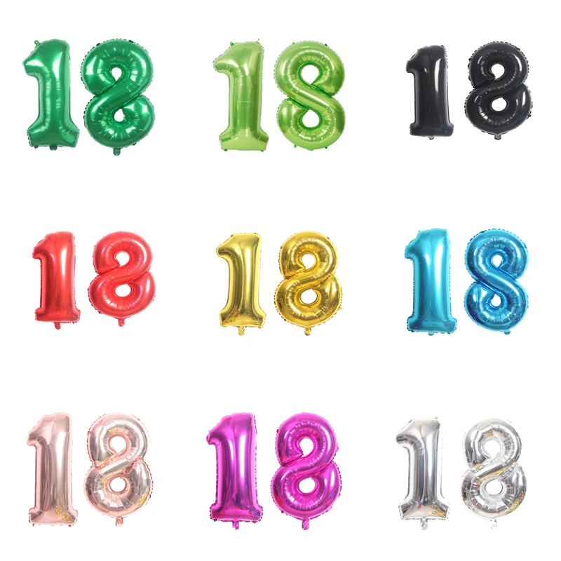 Ballon Chiffre 18 Argent 100cm - Pour Anniversaire, Hélium - Réutilisable Et Personnalisable - DekoRex