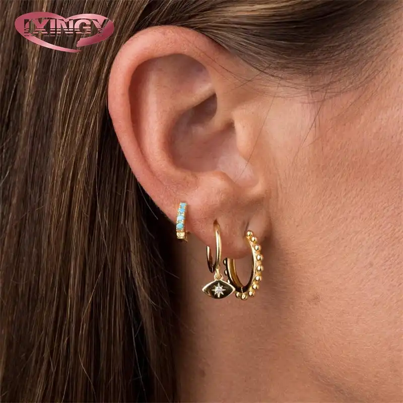 Мини сглаз маленькие серьги-кольца для женщин 100% стерлингового серебра 925 серьги-гвоздики модные ювелирные изделия для ушей склад