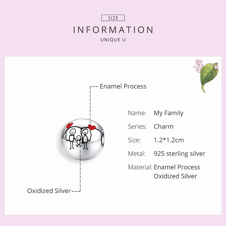 bamoer Family Charm for Original 925 Bracelet Bangle Round Metal Beads for Women Family Gifts DIY Jewelry Making SCC1339 moissanite rings