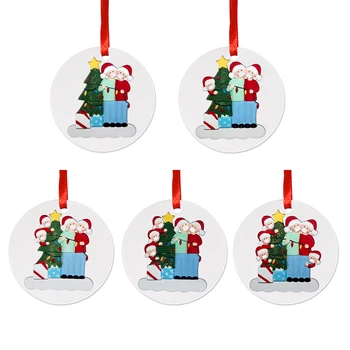 

DIY Christmas Ornaments for New Year 2021 Family Personalized Blessing Names Blank Hats Banners Christmas Tree Hanging Pendant