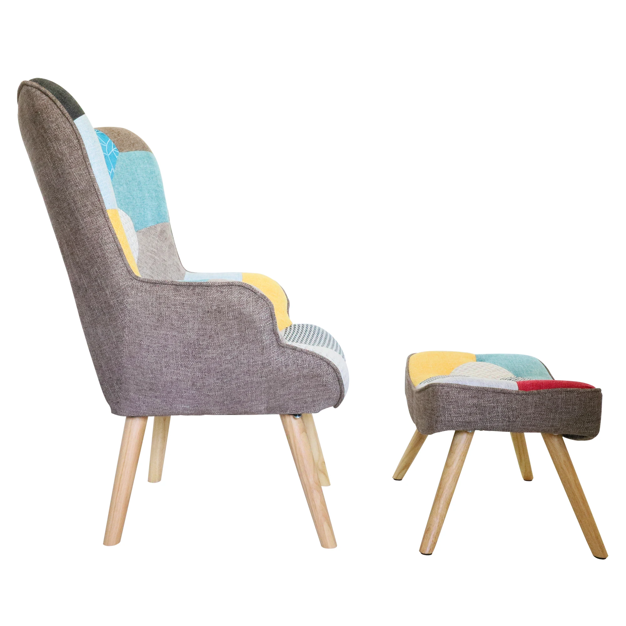 Chair & bitions oman-Chaise de lecture moderne avec pied en bois massif,  fauteuil de sieste en tissu de lin, comparateur de couleurs et patchwork -  AliExpress