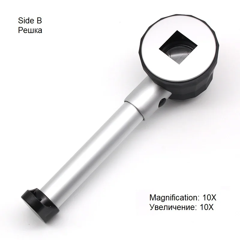 10X Handheld Magnifier LED Illuminated Magnifying Glass Magnifier with Measuring Scale Double Lens for Check Circuit Board Stamp