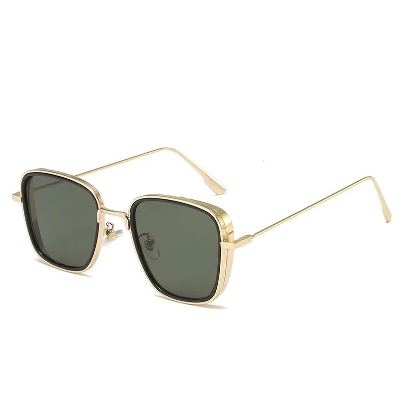 Gold.Dark green Oakshion Мужская Мода Брендовая Дизайнерская обувь солнцезащитные очки в стиле стимпанк, Для мужчин Для женщин Винтаж небольшой площади панк Солнцезащитные очки Кабир Singh UV400 - Цвет линз: Gold.Dark green