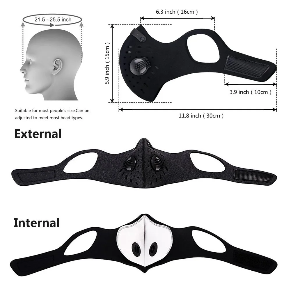 

Anti-pollution Outdoor Sports Magic Head Hanging Ear Bicycle Mask PM2.5 Adjustable Size Washable Replaceable Filter Mask