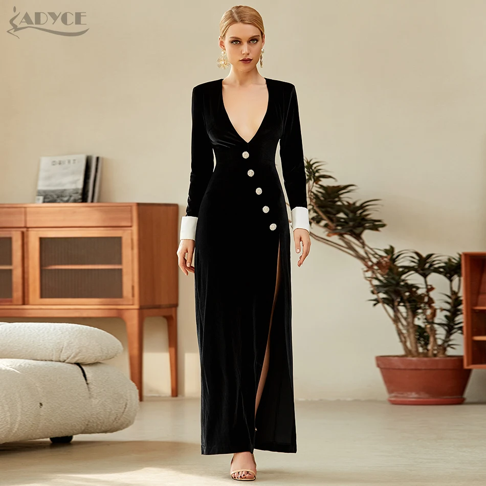 Adyce 2020 New Autumn Women Long Sleeve Maxi Dress