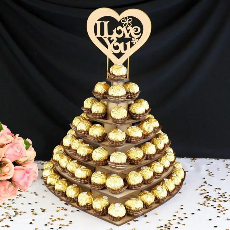 Mr& Mrs/I Love You Деревянный Шоколадный конфет сердце Свадебный центрометр стенд держатель для свадебного украшения