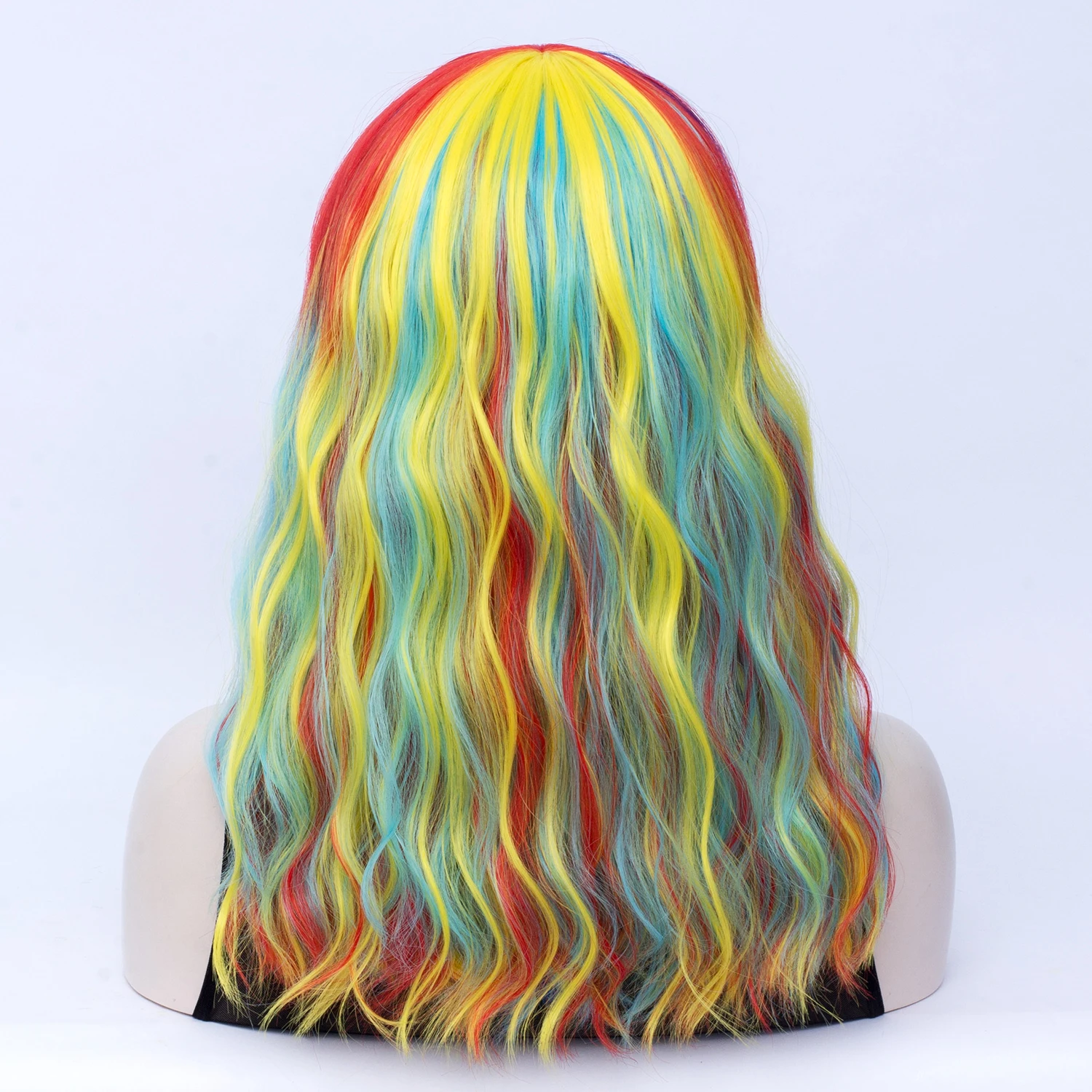 Similler женский длинный синтетический парик для косплея смешанные цвета радужные парики с тупой бахромой высокотемпературное волокно