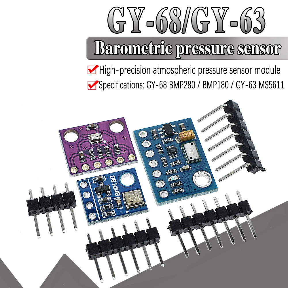 

Free Shipping 1pcs GY-68 BMP180 Digital Barometric Pressure Sensor Board Module compatible with BMP085 For Arduino