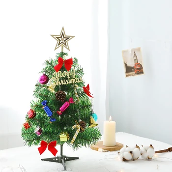 

50cm PVC Mini Christmas Tree With Christmas Tree Decoration Accessories + Xmas Tree Light String Christmas Decorations 2021