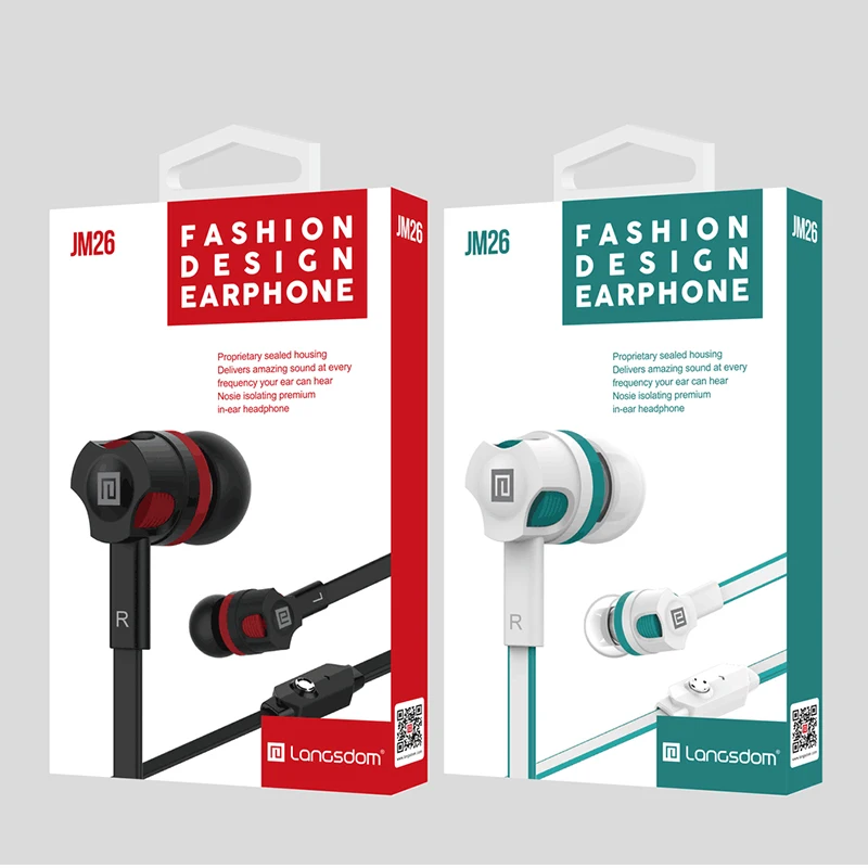 Langsdom JM26 in ear noodle line Headset 4D sound effects Gaming Music Sports Running eardphone with microphone for ios Android