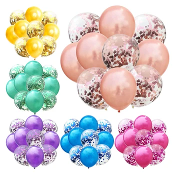 

10pcs/lot 12inch Latex Balloons and Color Confetti Birthday Party Decorations Rose Gold Wedding Decoration Helium Ballon Ribbon
