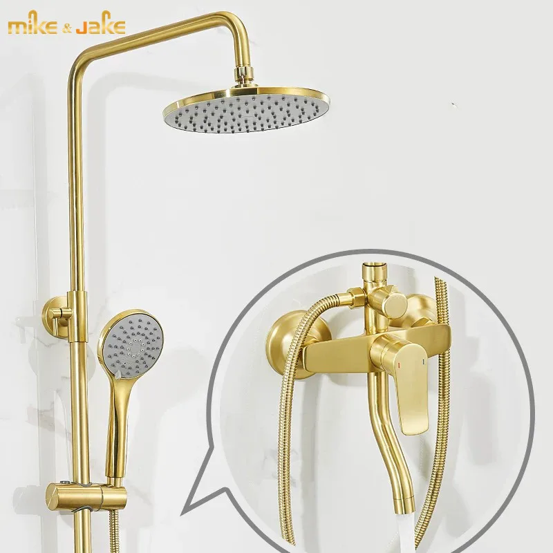 Luxury Gold brush shower set bathroom gold brush shower mixer luxury