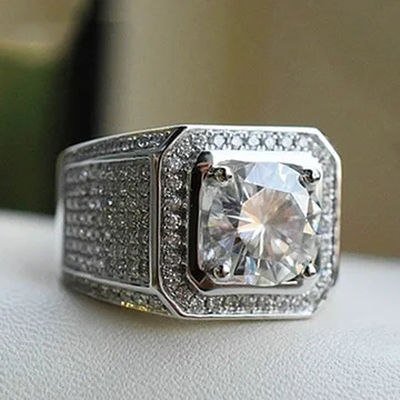silver Bague Ringen, Новое поступление, 925 пробы, серебряные циркониевые Квадратные Кольца для властных мужчин, влюбленных, свадебные, Обручальные, подарок, ювелирные изделия - Цвет камня: silver