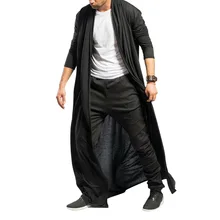 Хит, винтажный тренчкот для мужчин, осенняя мода, одноцветные тонкие мужские Длинные куртки размера плюс, кардиган в стиле хип-хоп, мужской Тренч