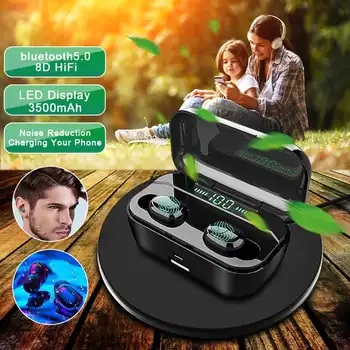 

5.0 Bluetooth Wireless Headphones with 10W Wireless charge 3500mah IPX7 Waterproof HIFI Stereo Noise Cancelling LED Headset