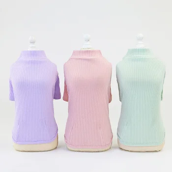 

Pet Autumn And Winter Clothes Super Soft Thickening Solid-colored Bottom Shirt Pet Warm Knitted T-shirt for Dogs Pet Outfit S