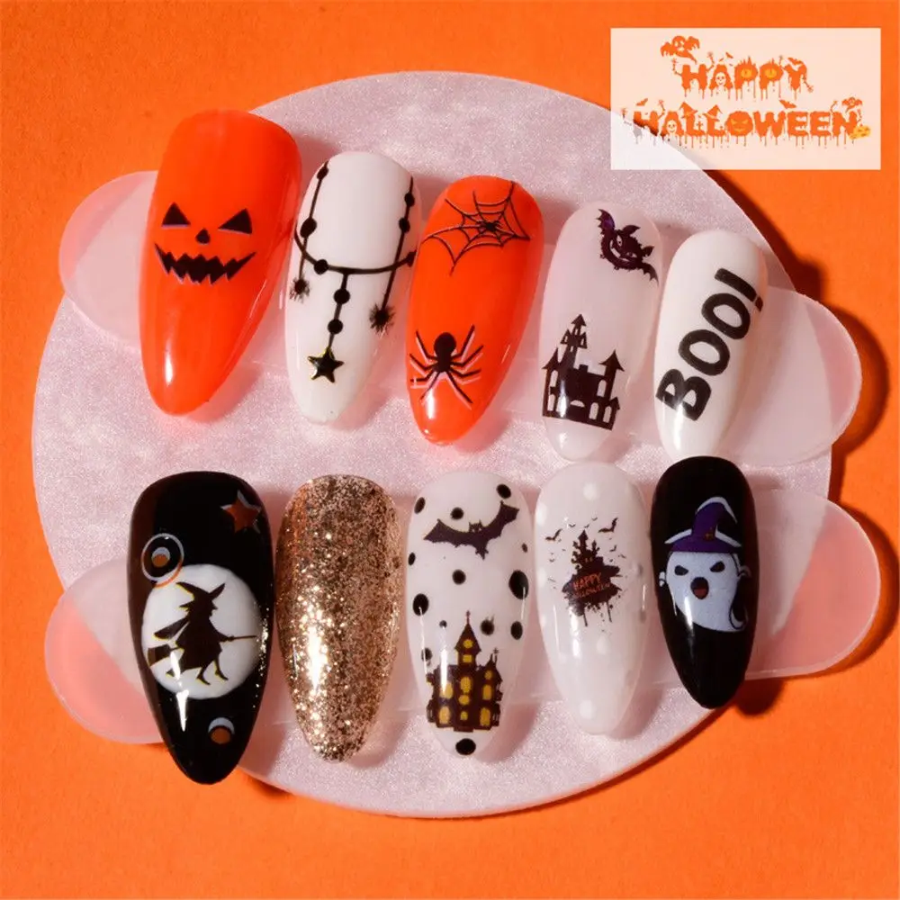 DIY Art Makeup Beauty Fashion Halloween Nail Stickers Pumpkin Lantern Skeleton Spider Manicure Tool Nails Decal | Красота и здоровье