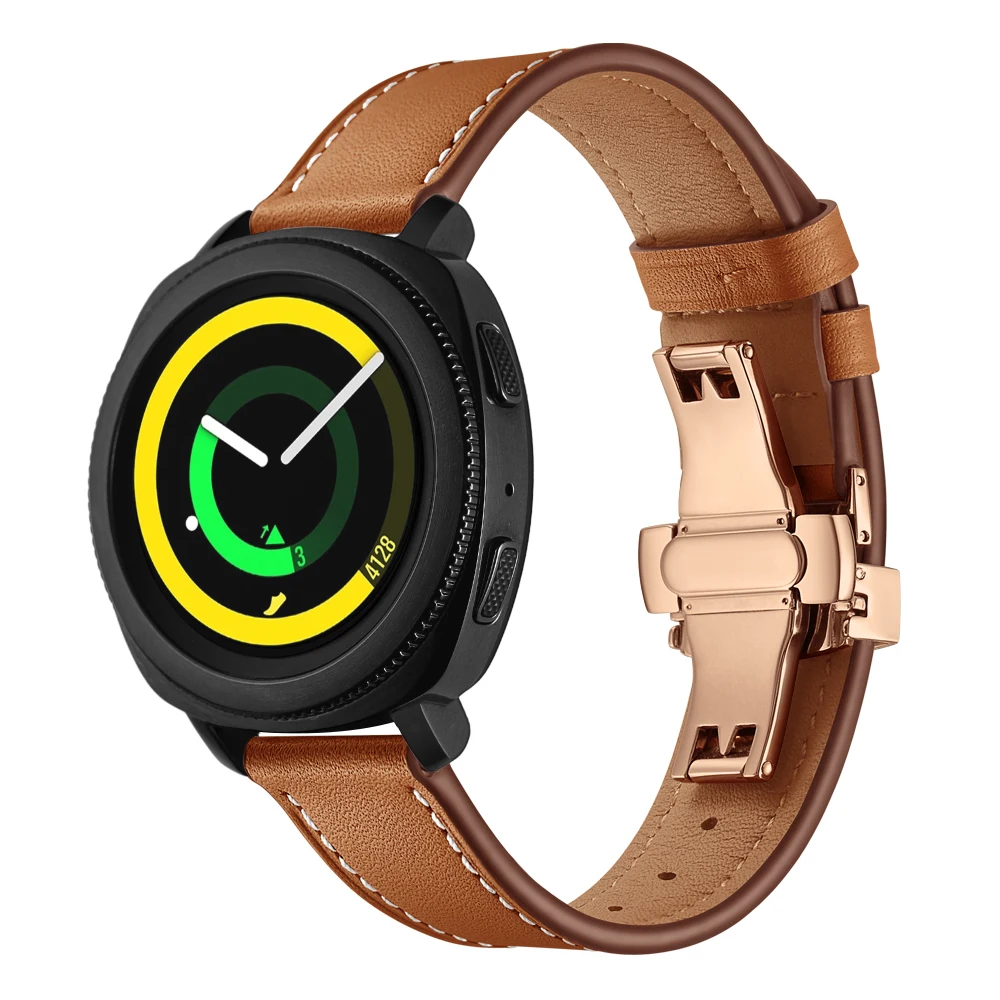 UEBN 20 мм роза застежка-бабочка кожаный ремешок для samsung Galaxy Watch 42 мм активный 2 Браслет ремешок для Шестерни S2 спортивный ремешок для часов