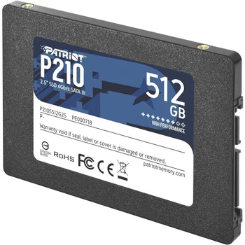 

Patriot P210 P210S512G25 SSD, 2.5", 512Gb, PCI-Ex4, read: 520 MB/s, write: 430 MB/s, TLC 3D