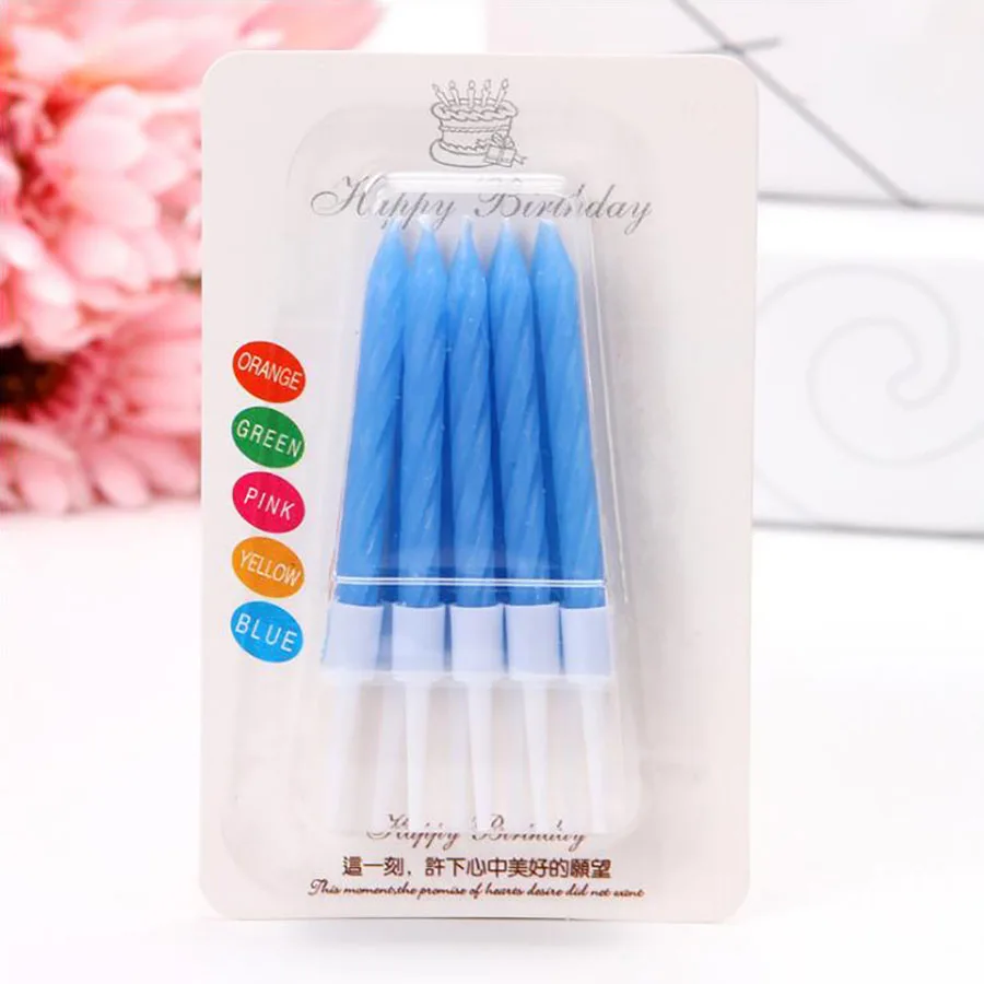 Dark Blue 10 шт./лот Coloful свечи рождения День рождения свечи торт украшения Baby Shower мальчик девочка первые День рождения для детей Dec - Цвет: Dark Blue