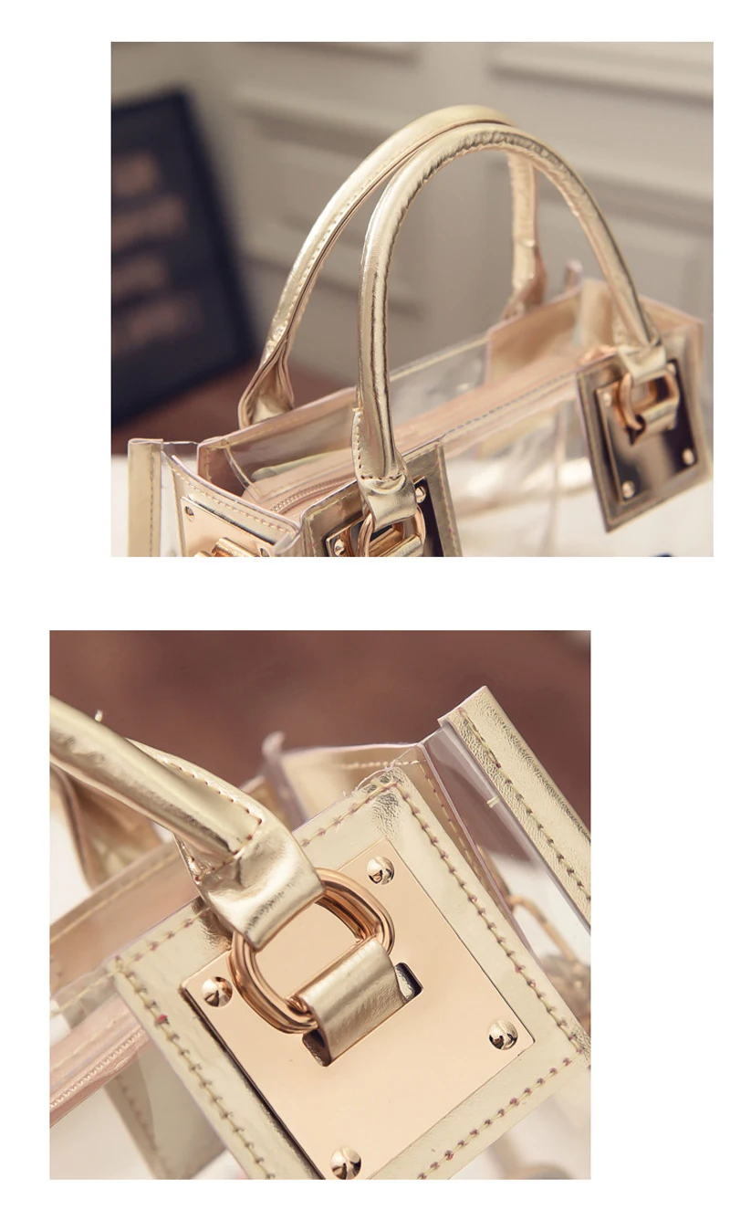 2 шт. прозрачные ПВХ сумки на плечо женские серебристые золотые гелевые сумки кошелек сумки Дамская большая емкость сумка через плечо