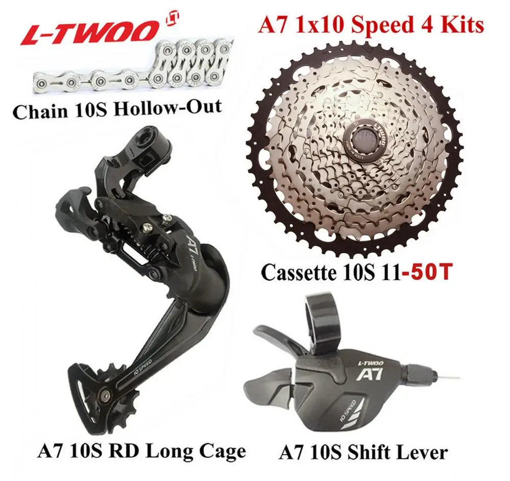 Set 11-50T LTWOO велосипед A7 1x10-Speed Groupset рычаг переключения передач+ задний переключатель+ цепь+ кассета 11-42 T, 11-46 T, GX, NX, X7, X9 совместимый - Цвет: Set 11-50T