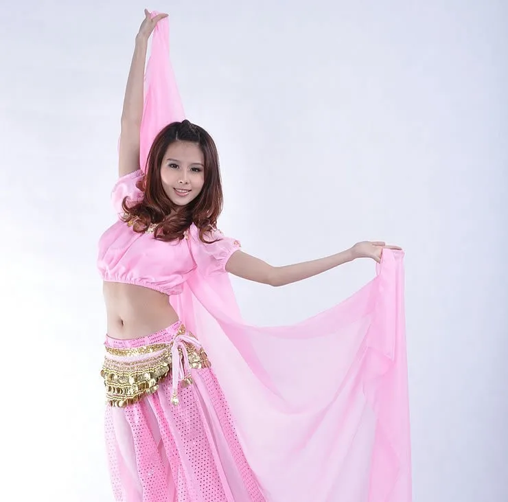 Индийский Оранжевый танец живота костюм современный Восточный BellyDancing пряжа шарф для женщин BellyDance костюм сценическое шоу шаль для танцев