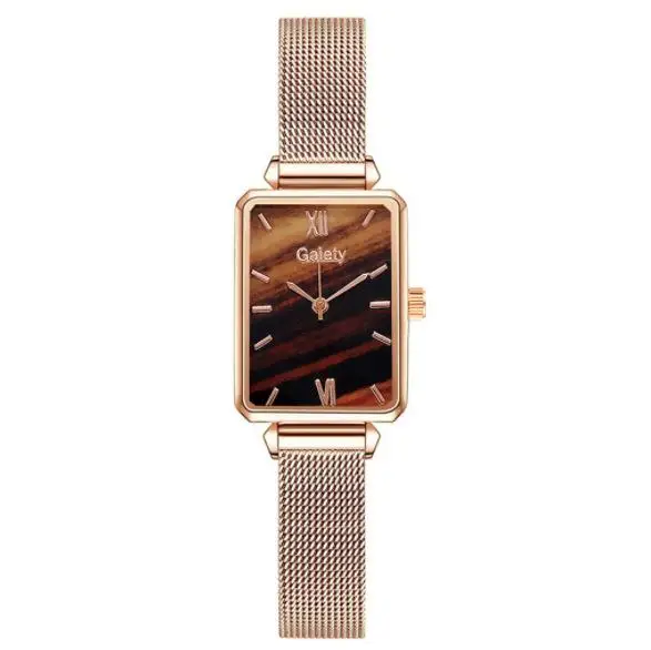 Ladies Quartz Watch 2021 Simple Fashion Luxury Rose Gold Stainless Steel Mesh Band Bracelet Set Qt83 1pc Mesh Watch