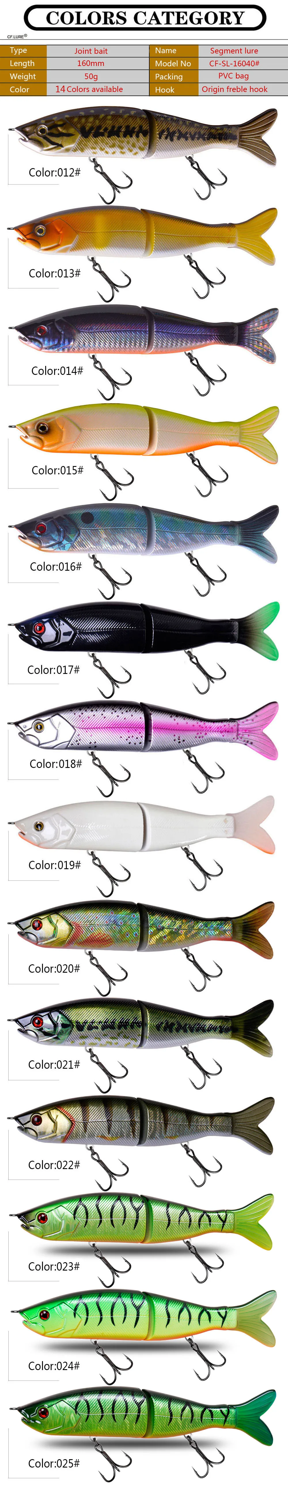 slow sinking swimbait jointed bait jerk bait  160mm 50g  S-waver ABS plastic artificial CF lure Segment