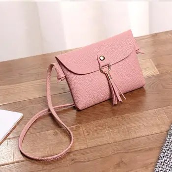 

Tassel Shoulder Bag Women Solid Color Litchi Grain Crossbody Shoulder Bag Phone Coin Purse Porte Monnaie Femme кошелек женский