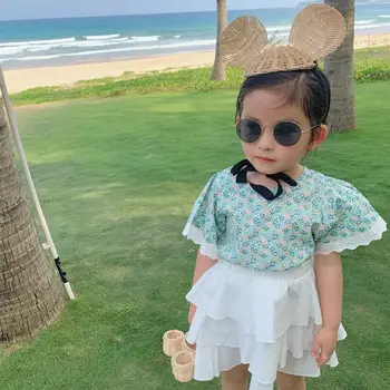 

2020 new wholesale girls printed shirt fashion cotton summer girls blouse 1-7t HO827